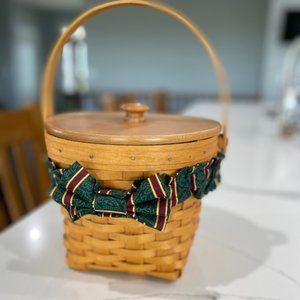 Longaberger Basket with lid, liner and ruffle
